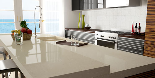Quartzkomposit-Arbeitsplatte - BOTTICINO - COMPAC The Surfaces Company - für Küche / mit rechteckigen Kanten