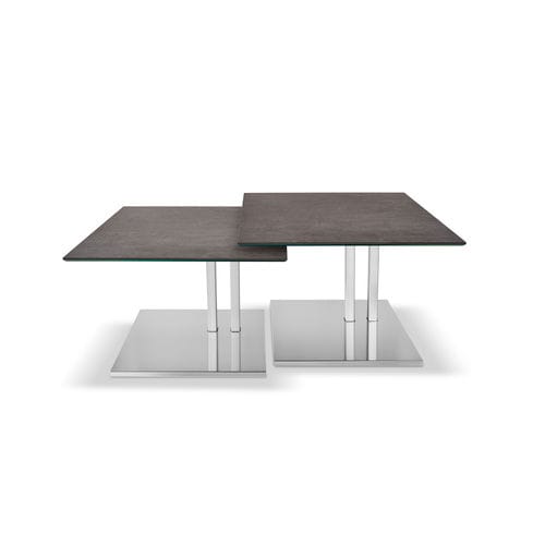 Moderner Beistelltisch - K525 KOLO - Ronald Schmitt Design - Holz / Glas / gebürsteter Edelstahl