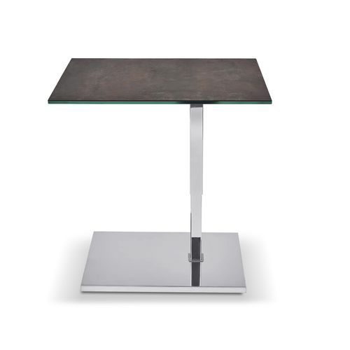 Moderner Beistelltisch - K529 KOLO - Ronald Schmitt Design - Holz / Glas / gebürsteter Edelstahl