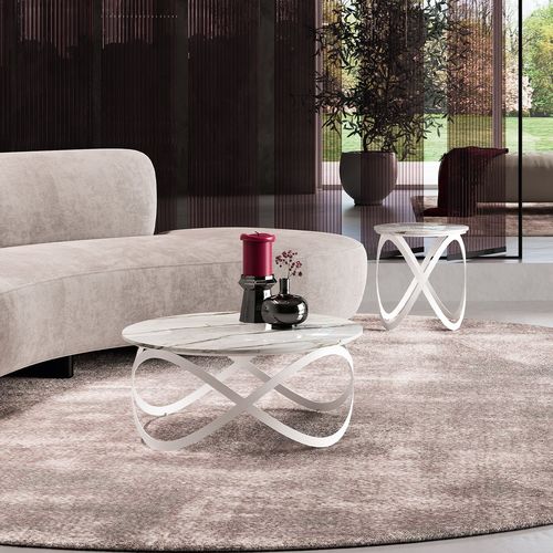 Moderner Couchtisch - K900 CANDY - Ronald Schmitt Design - Glas / Keramik / Gestell aus Stahl