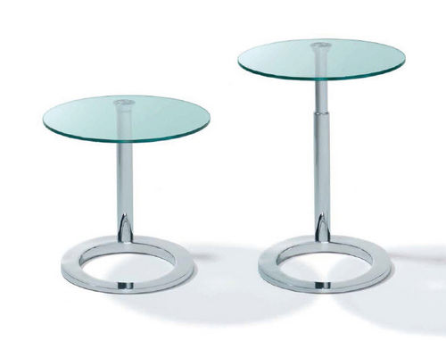 Moderner Beistelltisch - K 442 RINGO - Ronald Schmitt Design - Glas / aus verchromtem Metall / rund