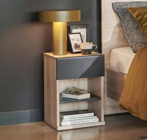Moderner Nachttisch - FIRST - Meubles Célio - melaminbeschichtet / Gestell aus Holz / rechteckig