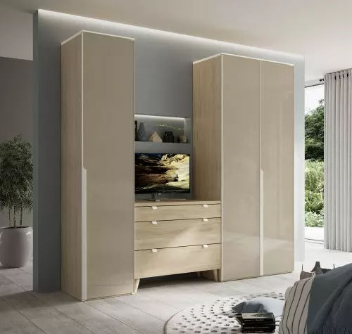 Moderner Kleiderschrank - BLOOM - Meubles Célio - melaminbeschichtet / mit Schwingtür / mit Schublade