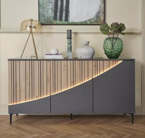 Modernes Sideboard - TOPAZE - Meubles Célio - melaminbeschichtet / mit LED-Licht / mit Schwingtür