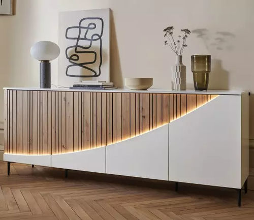 Modernes Sideboard - TOPAZE - Meubles Célio - melaminbeschichtet / mit Regal / mit LED-Licht