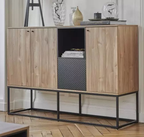 Modernes Sideboard - PIGMENT - Meubles Célio - anodisiertes Aluminium / melaminbeschichtet / mit Regal