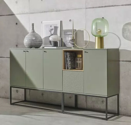 Modernes Sideboard - PIGMENT - Meubles Célio - Metall / melaminbeschichtet / mit Regal