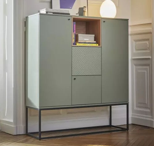 Hohes Sideboard - PIGMENT - Meubles Célio - modern / melaminbeschichtet / mit Schwingtür