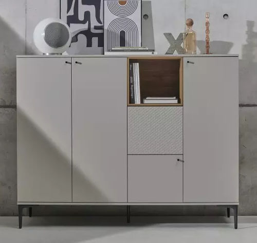 Hohes Sideboard - PIGMENT - Meubles Célio - modern / anodisiertes Aluminium / melaminbeschichtet