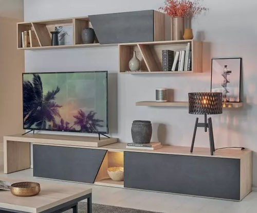 Modernes Fernsehmöbel - OBLIK - Meubles Célio - lowboard / mit integriertem Stauraum / mit Regal