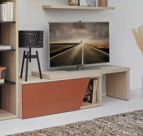 Modernes Fernsehmöbel - OBLIK - Meubles Célio - lowboard / mit integriertem Stauraum / mit Regal