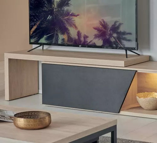 Modernes Fernsehmöbel - OBLIK - Meubles Célio - lowboard / melaminbeschichtet / weiß