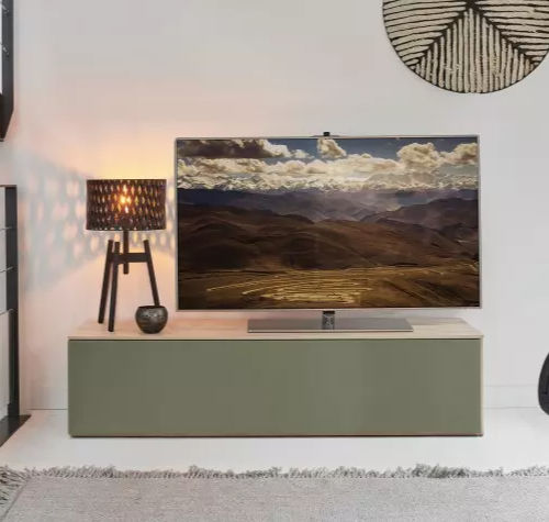 Modernes Fernsehmöbel - OBLIK - Meubles Célio - lowboard / mit integriertem Stauraum / melaminbeschichtet
