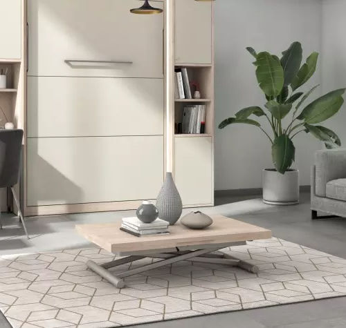 Moderner Couchtisch - SMART - Meubles Célio - melaminbeschichtet / Gestell aus Stahl / rechteckig