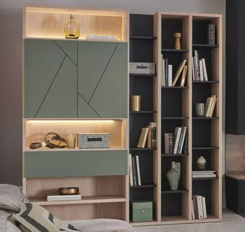 Modul-Bücherregal - OBLIK - Meubles Célio - modern / melaminbeschichtet / mit integrierter Beleuchtung