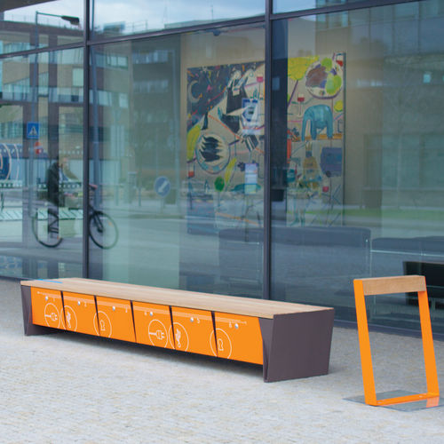 Moderne Bank für den öffentlichen Raum - EBLOCQ - mmcité street furniture - Laubholz / Kiefer / Akazie