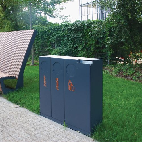 Park-Abfallbehälter - CRYSTAL - mmcité street furniture - System / galvanisiertem Stahl / Edelstahl