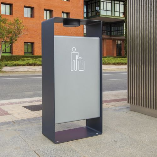 Park-Abfallbehälter - RADIUM - mmcité street furniture - galvanisiertem Stahl / Edelstahl / mit integriertem Aschenbecher