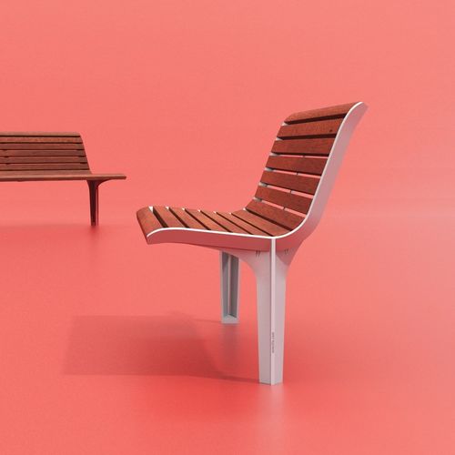 Moderner Sessel für den urbanen Raum - EMAU SOLO - mmcité street furniture - Holz / galvanisiertem Stahl / ergonomisch