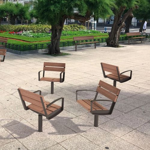 Moderner Sessel für den urbanen Raum - INTERVERA - mmcité street furniture - Holz / galvanisiertem Stahl / für öffentliche Bereiche