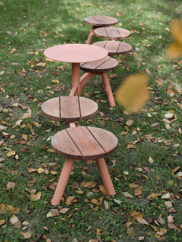 Moderne Bank für den öffentlichen Raum - MORSE - mmcité street furniture - Holz / galvanisiertem Stahl / HPL