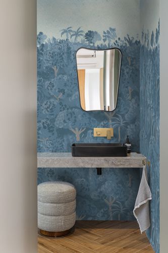Moderne Tapete - Blue Fairy Tale - Wall&Deco - Glasfaser / Blumenmotiv / Stoffoptik