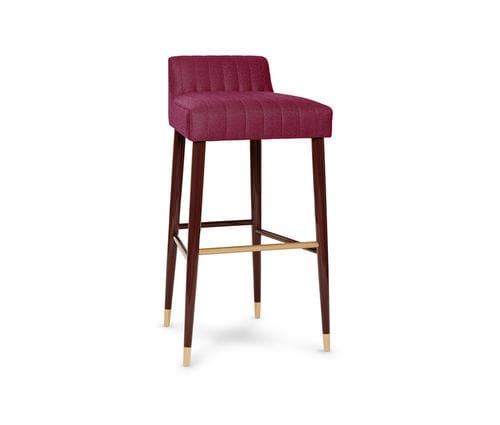 Moderner Barhocker - Charlotte - MUNNA - Leder / Stoff / Gestell aus lackiertem Holz