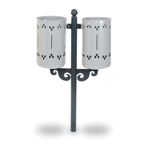 Park-Abfallbehälter - OLD STYLE DOUBLE RAL 7011-9006  - Dimo Group Srl - bodenstehend / galvanisiertem Stahl / Gusseisen
