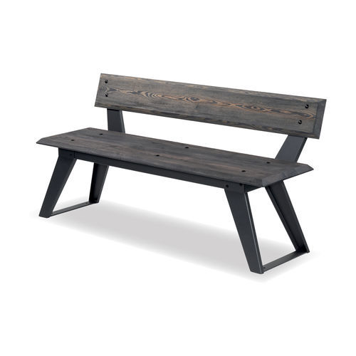 Klassische Bank für den öffentlichen Raum - SAKÉ - Dimo Group Srl - Holz / galvanisiertem Stahl / mit Rückenlehne