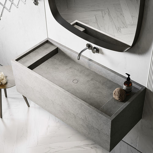 Wand-Waschbecken - PB – 120 - COCOON - Naturstein / Mineralwerkstoff / mit integrierten Schubladen