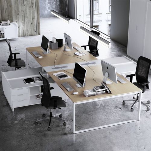 Moderner Arbeitstisch - ADAPTA 2 PLUS - JG Group - melaminbeschichtet / Metall / rechteckig