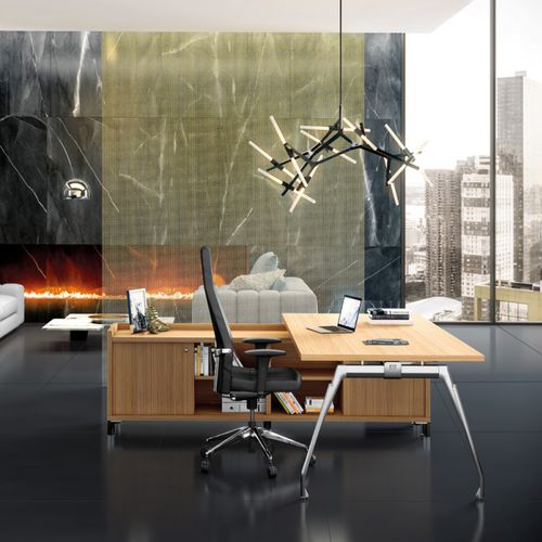 Chefschreibtisch - INSPIRA - JG Group - modern / Holzfurnier / Metall