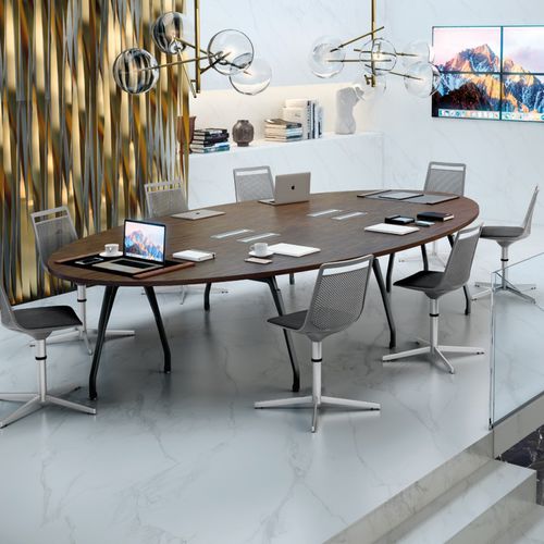 Moderner Besprechungstisch - INSPIRA - JG Group - Holzfurnier / Metall / Glas