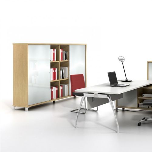 Niedriger Aktenschrank - AD - JG Group - hoch / Glas / melaminbeschichtet