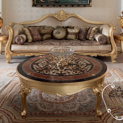 Stil-Couchtisch - 15673 - Modenese Luxury Interiors - Massivholz / Gestell aus Massivholz / rund