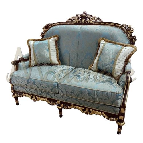 Barock-Sofa - 14465 - Modenese Luxury Interiors - Stoff / blau / Holz