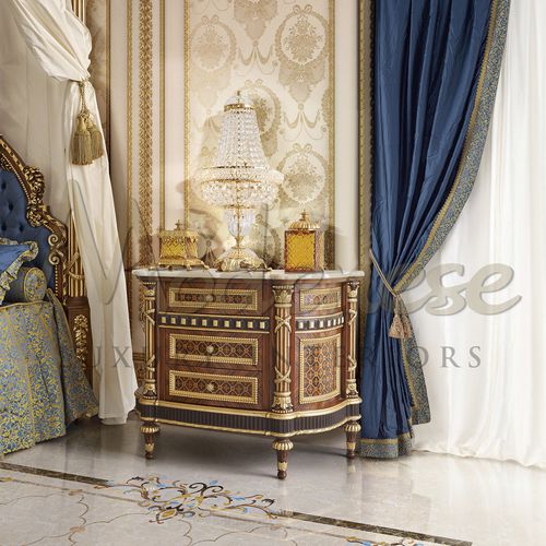 Klassischer Nachttisch - 14235 - Modenese Luxury Interiors - Holz / rechteckig / mit Schublade