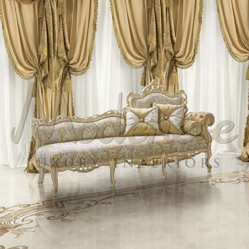 Klassische Récamiere - 15522 - Modenese Luxury Interiors - Stoff / Holz / Gestell aus lackiertem Holz