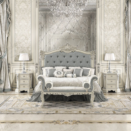 Doppelbett - 16231 - Modenese Luxury Interiors - klassisch / gepolstertes Kopfteil / Stoff