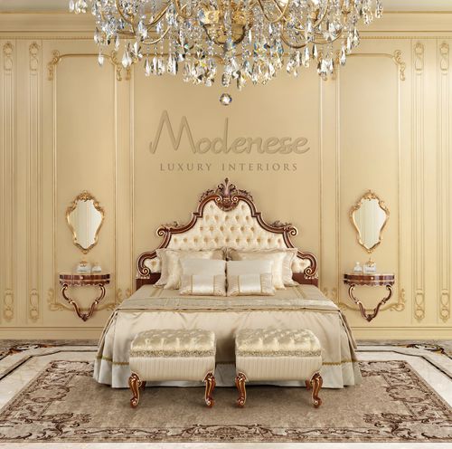 Doppelbett - 16244 - Modenese Luxury Interiors - klassisch / gepolstertes Kopfteil / Stoff