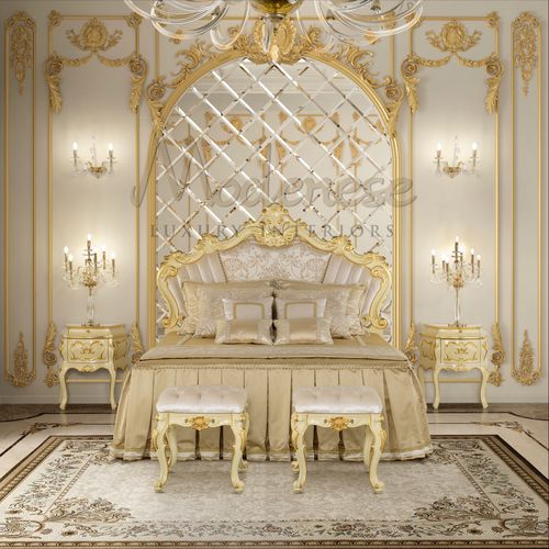 Doppelbett - 15241 - Modenese Luxury Interiors - klassisch / gepolstertes Kopfteil / Made in Italy