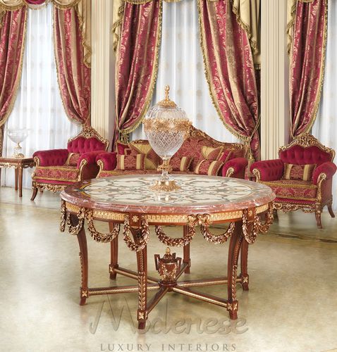 Klassischer Tisch - 15853 - Modenese Luxury Interiors - Holz / Gestell aus Holz / rund