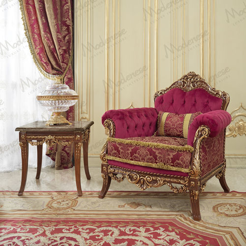 Klassischer Sessel - 15465 - Modenese Luxury Interiors - Stoff / Holz / Farbe anpassbar