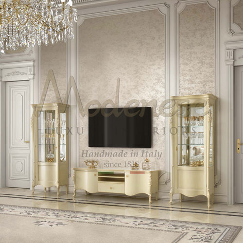 Klassisches Fernsehmöbel - 17117 - Modenese Luxury Interiors - mit Regal / mit 3 Türen / Holz