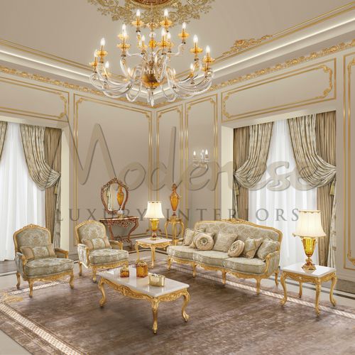 Klassisches Sofa - 17404 - Modenese Luxury Interiors - Stoff / Holz / Farbe anpassbar