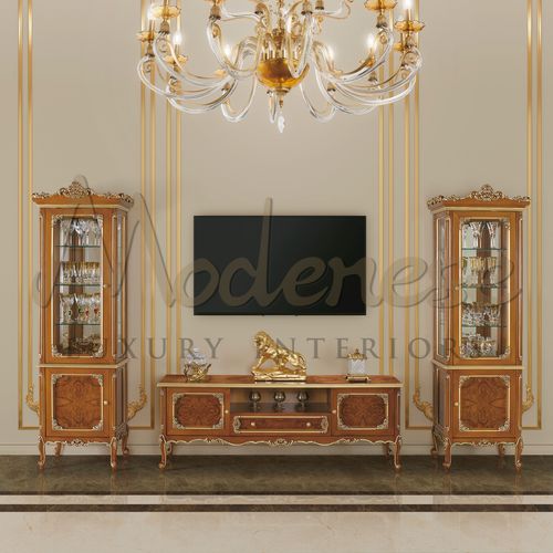 Klassisches Fernsehmöbel - 17106 - Modenese Luxury Interiors - mit Schubladen / mit integriertem Stauraum / mit 2 Türen