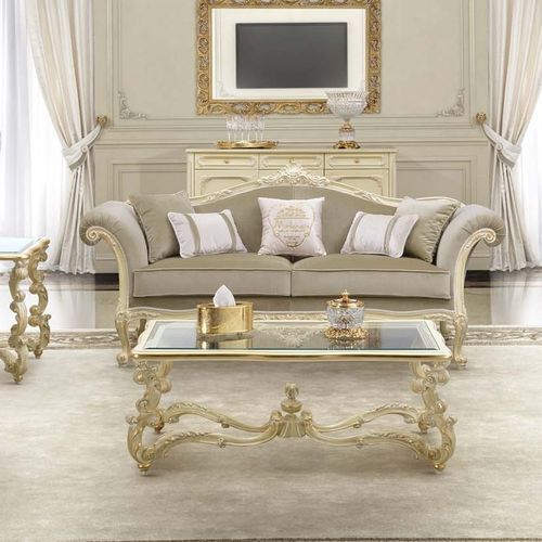 Klassisches Sofa - 17407 - Modenese Luxury Interiors - Stoff / Holz / Farbe anpassbar