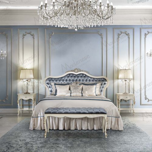 Doppelbett - 17216 - Modenese Luxury Interiors - klassisch / gepolstertes Kopfteil / Stoff