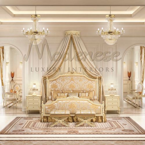 Doppelbett - 17201 - Modenese Luxury Interiors - klassisch / gepolstertes Kopfteil / Stoff