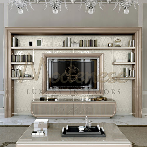 Modernes Bücherregal - 20149 - Modenese Luxury Interiors - Holz / mit Stauraum / beige